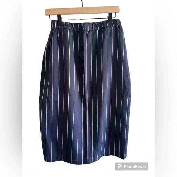 Marine Layer Cecille Skirt in Navy Multi Stripe X-Small New Nwt Women's Blue - Picture 3 of 10